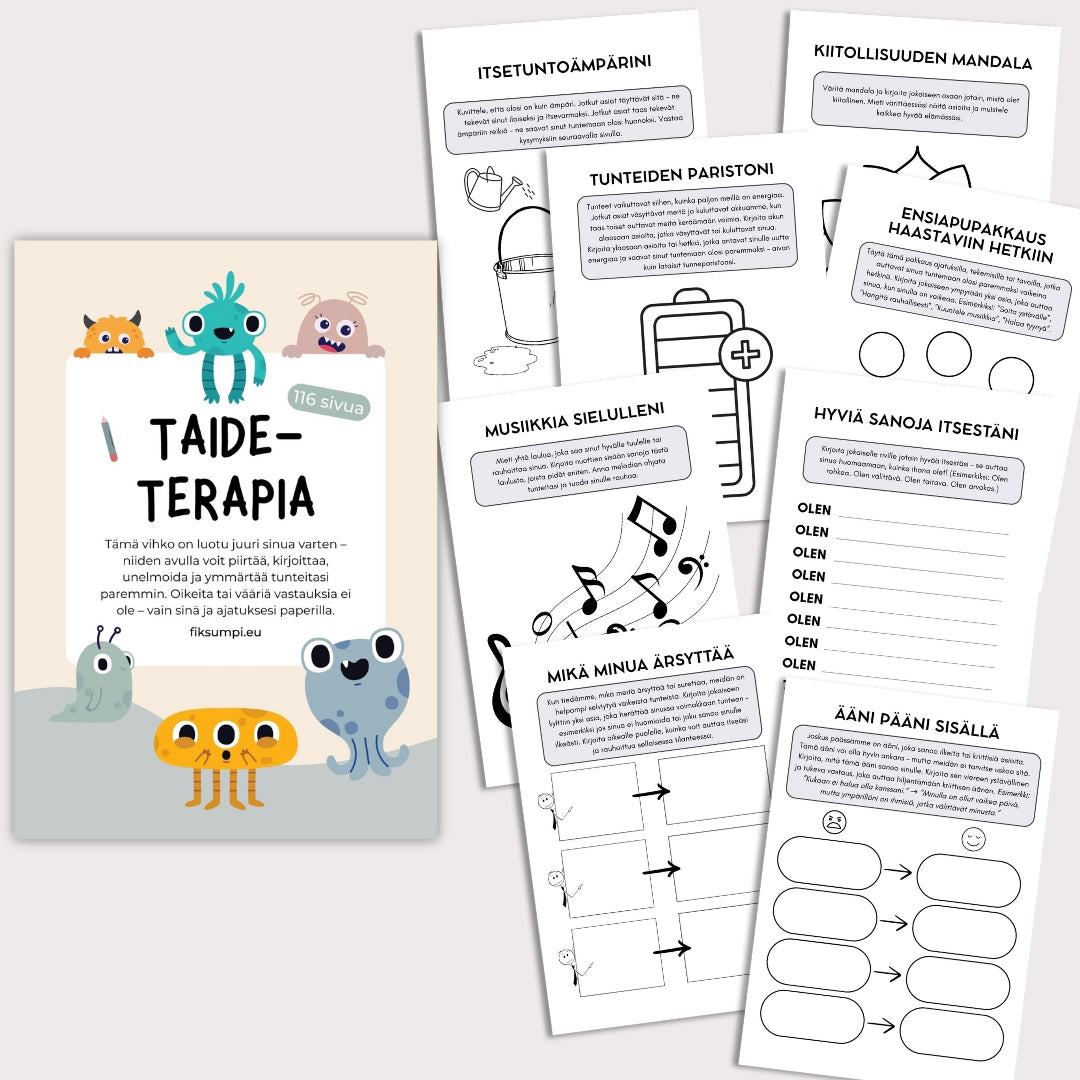 "Taideterapia" – 116 sivua luovia ja terapeuttisia harjoituksia lapsille
