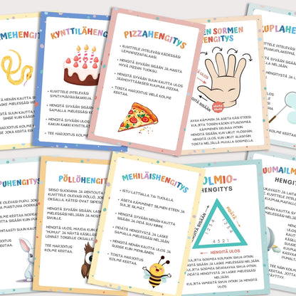 "Hengitysharjoitukset" 24 hengitysharjoituskorttia lapsille