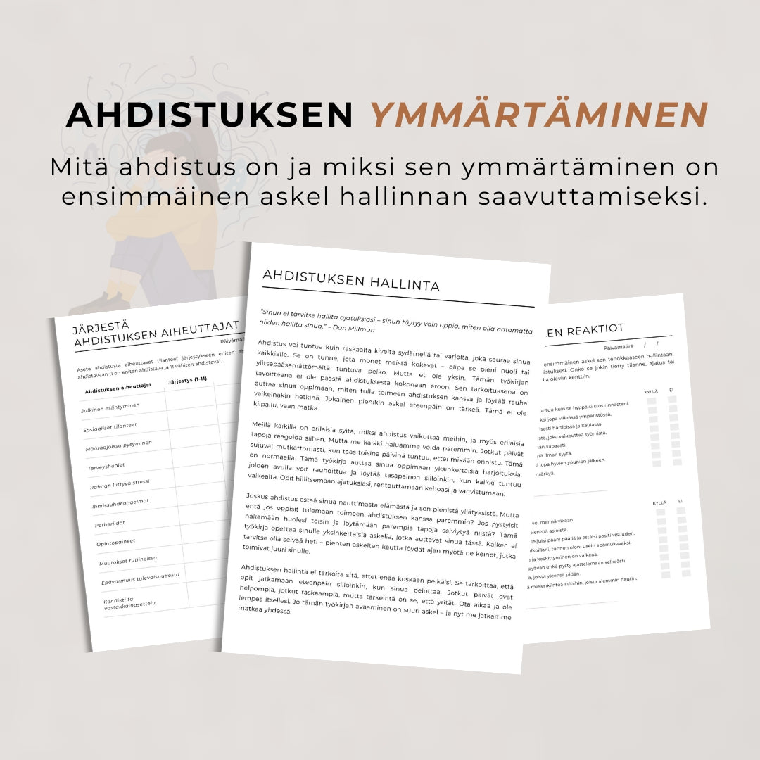 ”Ahdistuksen hallinta” -työkirja – 28 sivua