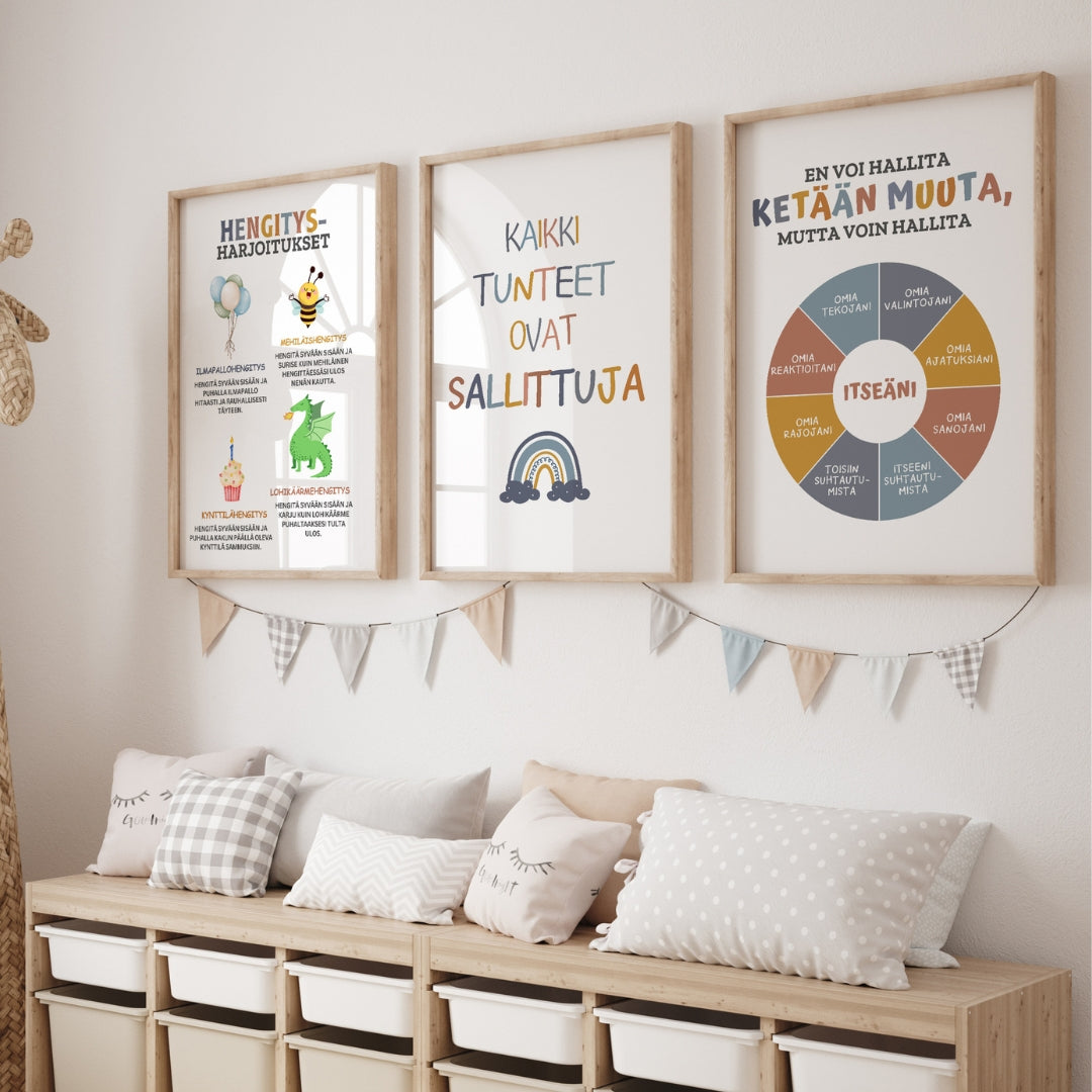 "Rauhoittumisnurkka" 30 julistetta lapsen tunnetaitojen kehittämiseen