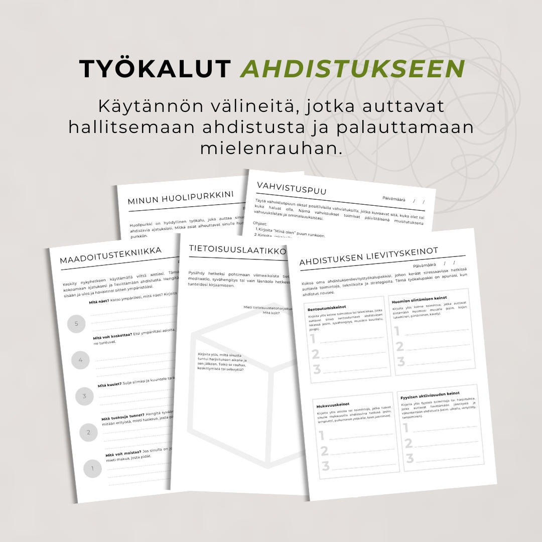 ”Ahdistuksen hallinta” -työkirja – 28 sivua